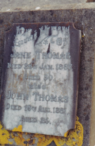 Headstone of Jane THOMAS nee WOODILL and John Woodill THOMAS